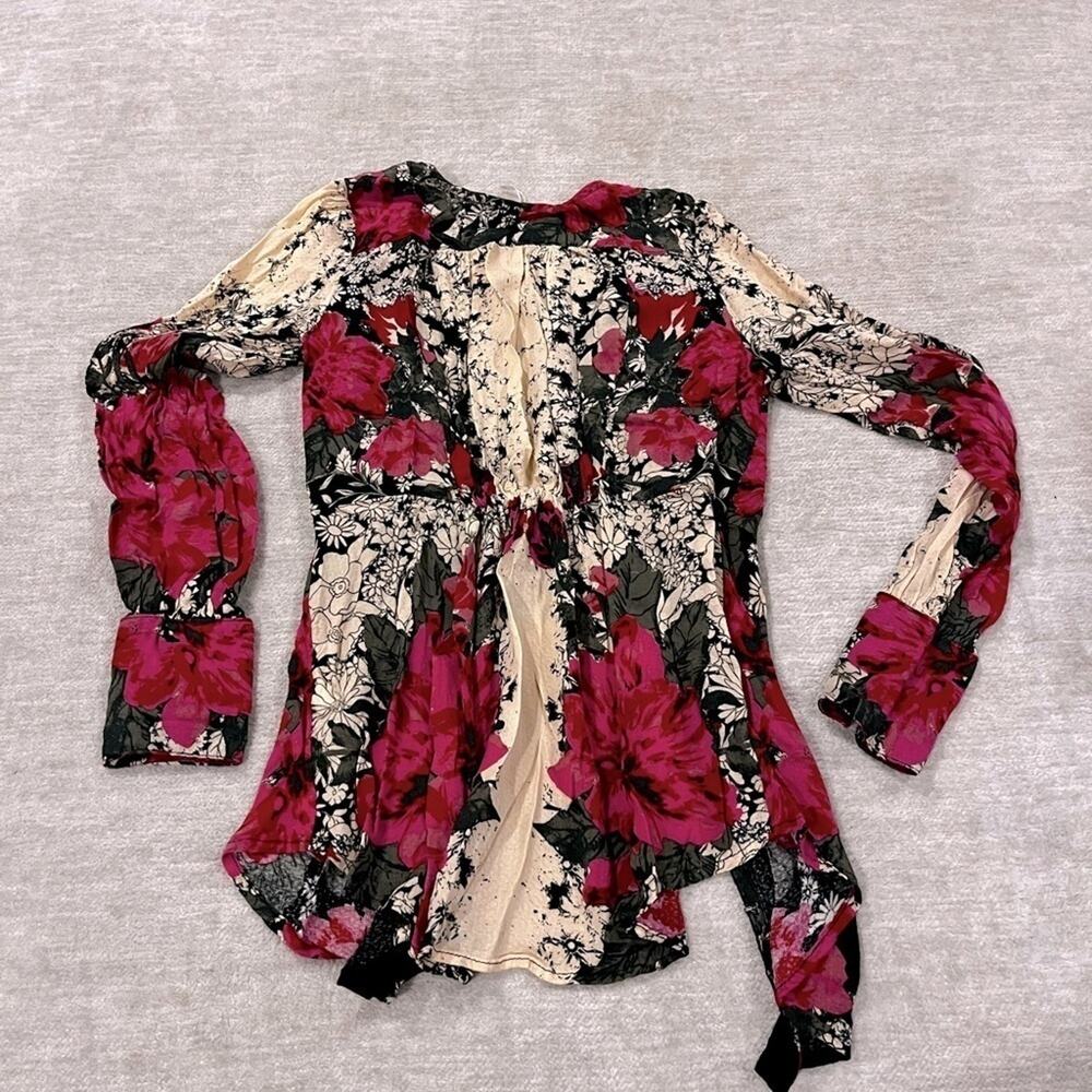 Free People Mikayla Printed Tunic Twilight Combo Size XS Floral Long Sleeve - Picture 3 of 5